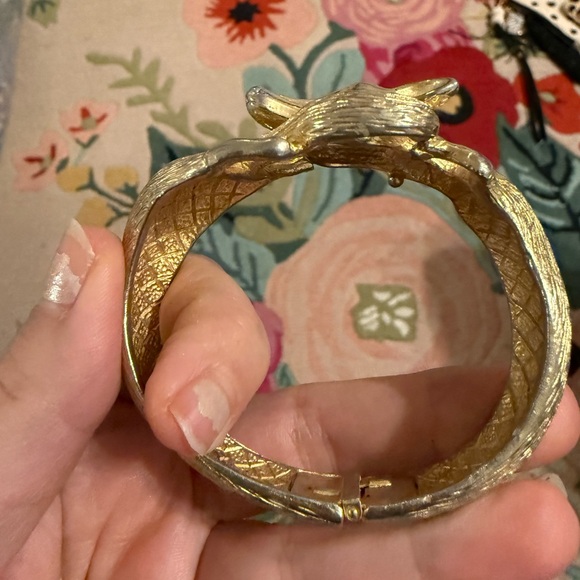 Textured Gold and Silver Bracelet - Picture 3 of 11